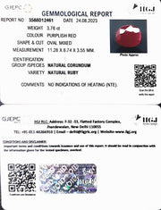 3.76/CT Natural Neo Burma Ruby with Govt. Lab Certificate (5661)
